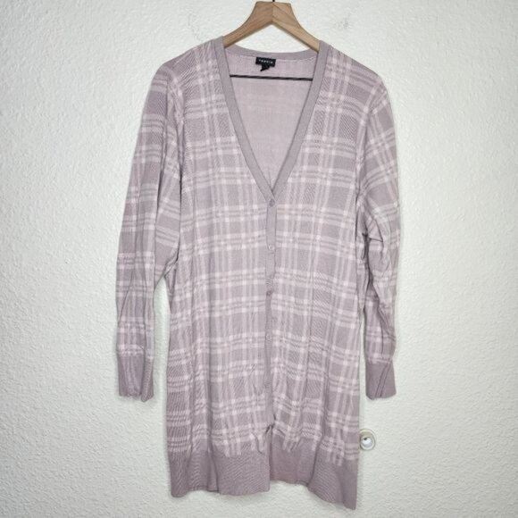 Torrid Lilac Purple and Pink Plaid Boyfriend Cardigan Women's Plus Size 4X - Picture 1 of 7